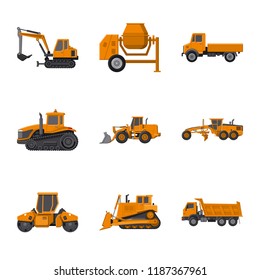 Vector design of build and construction sign. Collection of build and machinery vector icon for stock.