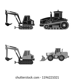Vector design of build and construction sign. Set of build and machinery stock symbol for web.