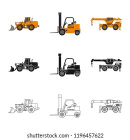 Vector design of build and construction sign. Collection of build and machinery stock symbol for web.