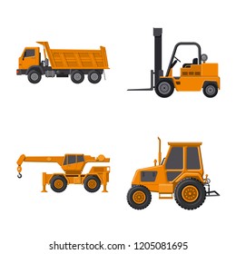 Vector design of build and construction sign. Collection of build and machinery stock symbol for web.