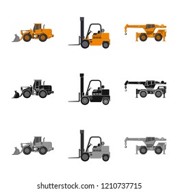 Vector design of build and construction sign. Set of build and machinery stock symbol for web.