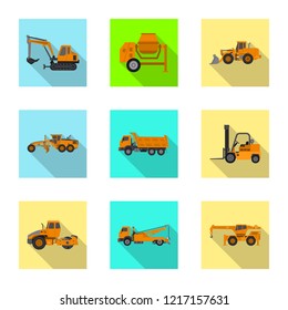 Vector design of build and construction sign. Collection of build and machinery stock vector illustration.