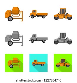 Vector design of build and construction sign. Set of build and machinery stock vector illustration.