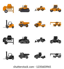 Vector design of build and construction sign. Set of build and machinery stock symbol for web.