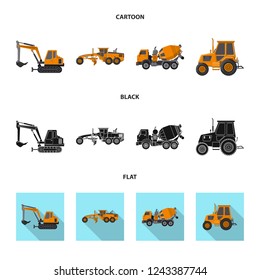 Vector design of build and construction sign. Set of build and machinery stock symbol for web.
