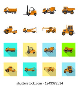 Vector design of build and construction sign. Collection of build and machinery stock vector illustration.