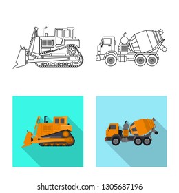 Vector design of build and construction sign. Collection of build and machinery stock symbol for web.