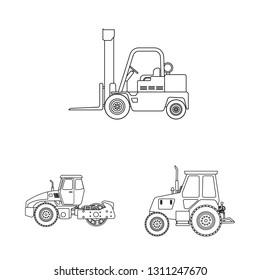Vector design of build and construction sign. Collection of build and machinery stock symbol for web.