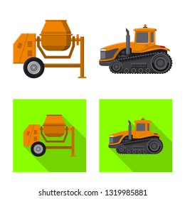 Vector design of build and construction sign. Set of build and machinery vector icon for stock.