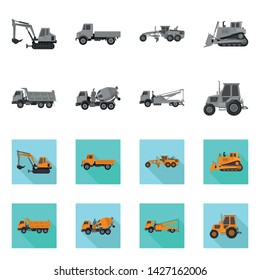 Vector design of build and construction sign. Collection of build and machinery stock vector illustration.