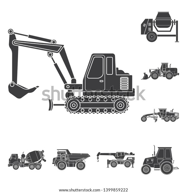 Vector design of build\
and construction sign. Collection of build and machinery vector\
icon for stock.