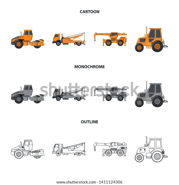 Vector design of build and\
construction sign. Set of build and machinery vector icon for\
stock.