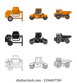 Vector design of build and construction symbol. Set of build and machinery stock symbol for web.