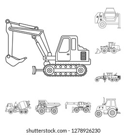 Vector design of build and construction symbol. Collection of build and machinery vector icon for stock.