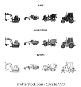 Vector design of build and construction symbol. Collection of build and machinery stock vector illustration.