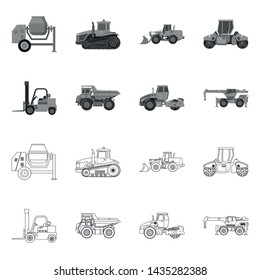 Vector design of build and construction symbol. Collection of build and machinery stock symbol for web.
