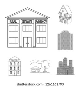 Vector design of building and city icon. Set of building and business stock vector illustration.