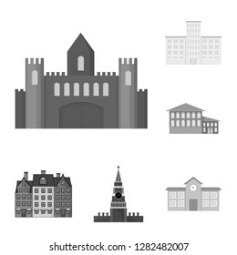 Vector design of building and city icon. Set of building and business stock symbol for web.