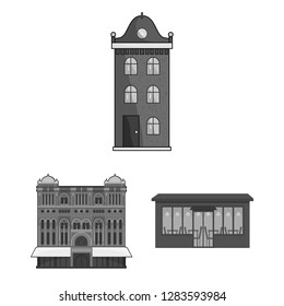 Vector design of building and city icon. Set of building and business stock symbol for web.