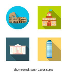 Vector design of building and city icon. Set of building and business stock symbol for web.