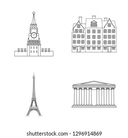 Vector design of building and city icon. Set of building and business stock symbol for web.