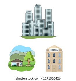 Vector design of building and city logo. Collection of building and business vector icon for stock.