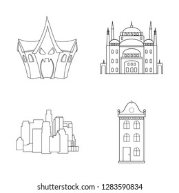 Vector design of building and city sign. Set of building and business stock symbol for web.