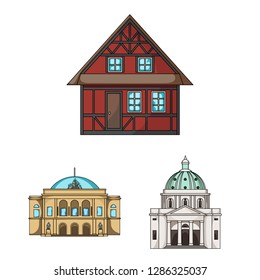 Vector design of building and city sign. Set of building and business stock vector illustration.