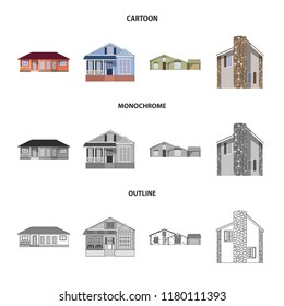 Vector design of building and front icon. Collection of building and roof stock symbol for web.