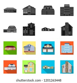 Vector design of building and front icon. Collection of building and roof stock vector illustration.