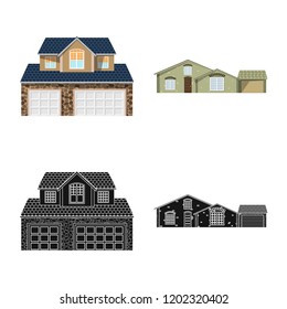 Vector design of building and front icon. Collection of building and roof vector icon for stock.