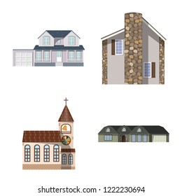 Vector design of building and front icon. Collection of building and roof stock vector illustration.