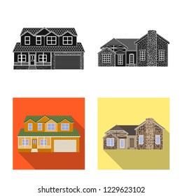 Vector design of building and front icon. Collection of building and roof stock vector illustration.