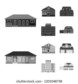 Vector design of building and front logo. Set of building and roof stock vector illustration.