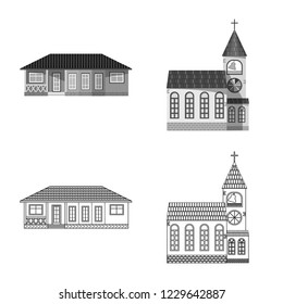 Vector design of building and front logo. Collection of building and roof stock symbol for web.