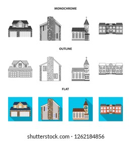 Vector design of building and front logo. Collection of building and roof stock symbol for web.