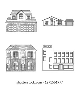 Vector design of building and front logo. Collection of building and roof vector icon for stock.
