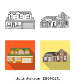 Vector design of building and front logo. Set of building and roof vector icon for stock.