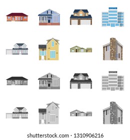 Vector design of building and front logo. Set of building and roof vector icon for stock.