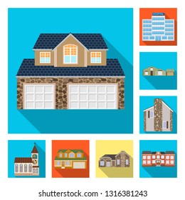 Vector design of building and front logo. Collection of building and roof stock symbol for web.