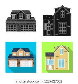 Vector design of building and front sign. Set of building and roof stock vector illustration.