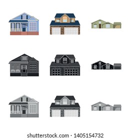 Vector design of building and front sign. Collection of building and roof vector icon for stock.