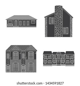 Vector design of building and front sign. Set of building and roof stock symbol for web.