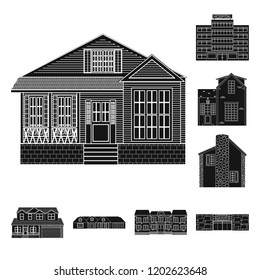 Vector design of building and front symbol. Collection of building and roof stock symbol for web.