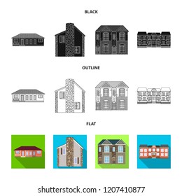 Vector design of building and front symbol. Set of building and roof stock symbol for web.