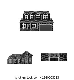 Vector design of building and front symbol. Set of building and roof stock vector illustration.