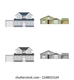 Vector design of building and front symbol. Set of building and roof vector icon for stock.