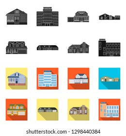 Vector design of building and front symbol. Collection of building and roof stock vector illustration.