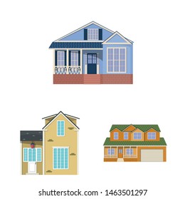 Vector design of building and front symbol. Collection of building and roof stock symbol for web.