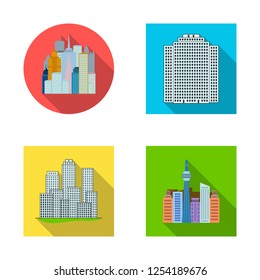 Vector design of building and high logo. Set of building and business stock symbol for web.